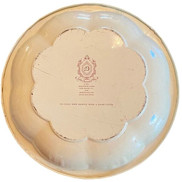 1971 Daher Decorated Ware Scalloped 10” Tin Bowl England Birds Berries 11101 - Picture 8 of 12